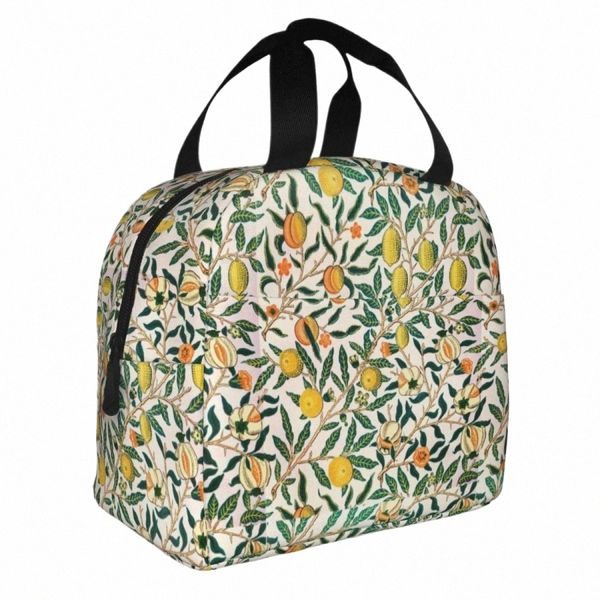 William Morris Früchte isolierte Mittagsbeutel florale grüne Pflanze Böhmische FR -Mahlzeit Ctainer Kühlertasche Tasche Lunchbox Food Bag V1VH#