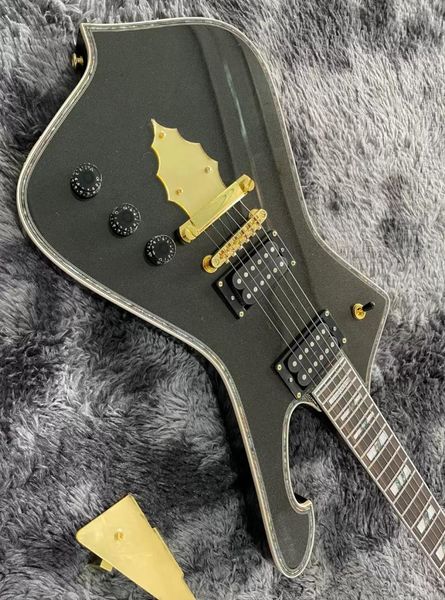 Metal Black E -Gitarrenkörper Mahagoni Gebäude Farbhardware Gold Inlays Color Block5636058