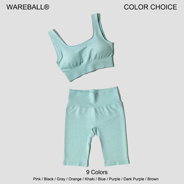 Wareball Seamless Women Yoga Set Sports Bra Sports Sports Shorts Fitness Wear Outfit 2 Piece Gym Yoga Sets Trabilout Suits 240407