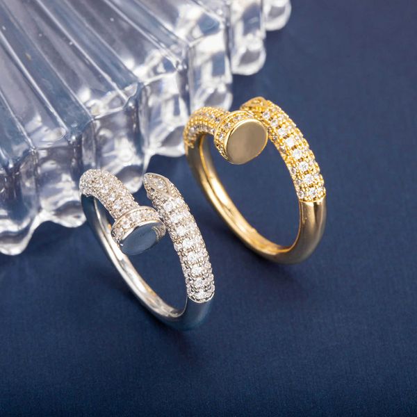 Anello di carta 2023 Design dell'anello per unghie zircone aperto per micro -set Feel e alla moda Anello regolabile
