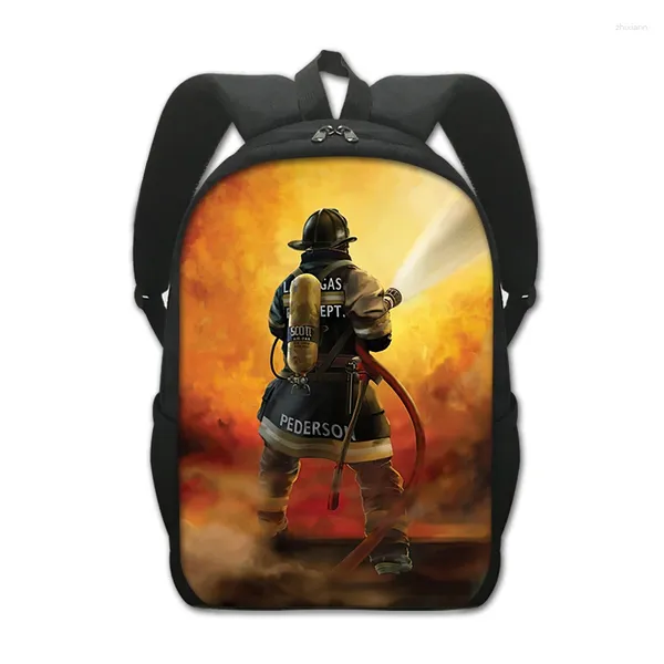 Schulbeutel Feuerwehrmann Rettungsteam Print Rucksack Frauen Männer coole Feuerwehrschüler für Kinder Bookbag Laptop Daypack Rucksacks Geschenk