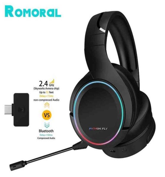 Headsets X6 Pro 24G Wireless Gaming Headset Virtuelle 71 -Surround -Sound -Kopfhörer mit abnehmbarem Mikrofon -RGB -Lichtern für PS4PC4520814