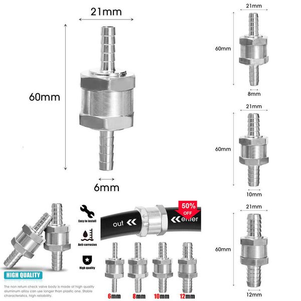 2024 Kraftstoff Nicht -Strecke -Rückgabetokontrechnungsventil Aluminiumlegierung 6/8/10/12 -mm -Ventil für Autos Motorräder Schiffe Benzin Diesel Wasserbrennstoffleitung