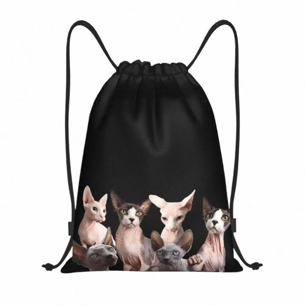 Sphynx Cat Draw String Backpack Sports -Fitness -Tasche für Männer Frauen Kawaii Kätzchen Shop Sackpack R0VX#