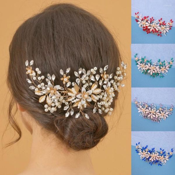 Clip per capelli Crystal Pearl Pettle Hairpin for Women Rhinestone Flow Flowerbanda Terar Bridal Wedding Accessori per matrimoni.