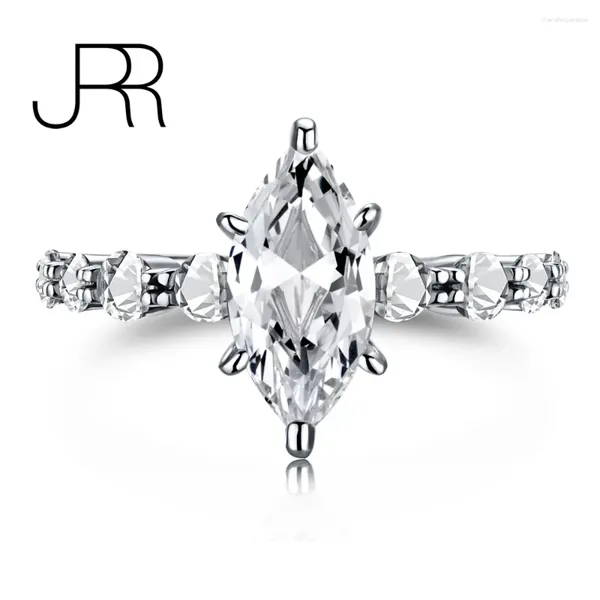 Ringos de cluster JRR 925 Marquise de prata esterlina Corte diamantes de alto carbono anel de noivado de casamento de pedra preciosa Conjunto de jóias finas por atacado