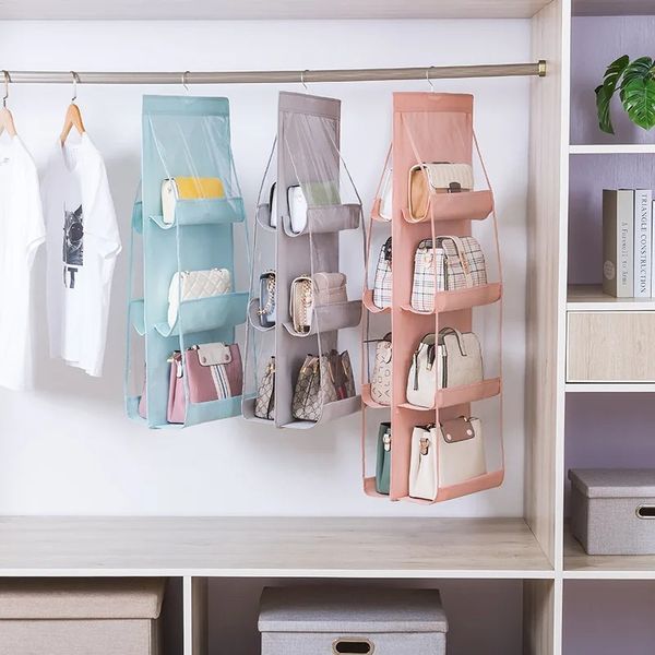 6/8 Taschen Hanging Closet Organizer klare faltbare Handtaschenbeutel Taschen Taschen Taschen