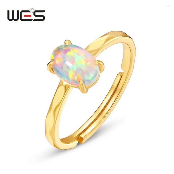 Anelli a grappolo Wes 925 Sterling Silver for Woman Girl 5 7mm Stone Naturale Opal Christmas Reg Repone Anniversary Engagement Gioielli