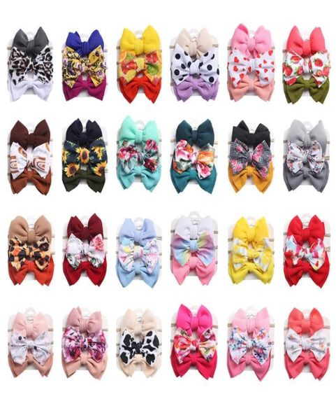 Acessórios para cabelos 24 Sets/lote bobo bow bow nylon bandeira elástica elástica arco -íris banda de impressão de moda de moda baby garotas 3087603