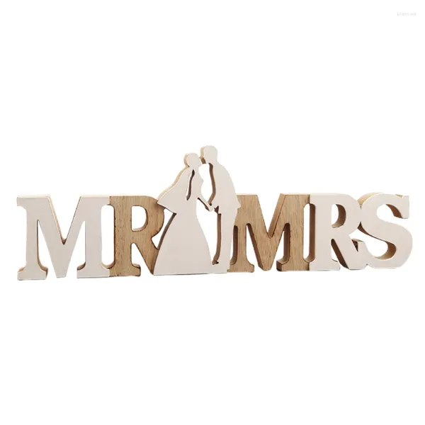 Figurine decorative Segno di legno creativo Mr Mrs Decor Ornaments Logo Lettera per Anniversari di coppia Decorazione del matrimonio rustico