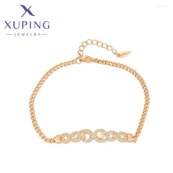 Ссылка браслетов xuping jewelry Fashion Geometry Geometry Gold Color Bracelet для женщин школьница подарка подарка подарки X000720240