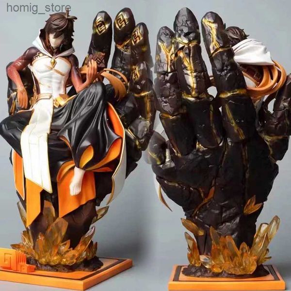 Action Toy Figures 26 cm Game Genshin Impact Liyue Rock God Zhongi Figurine GK Statua Pvc Action Figures Collezione Modello Bambola Toys Golon Gentile di compleanno Y240415