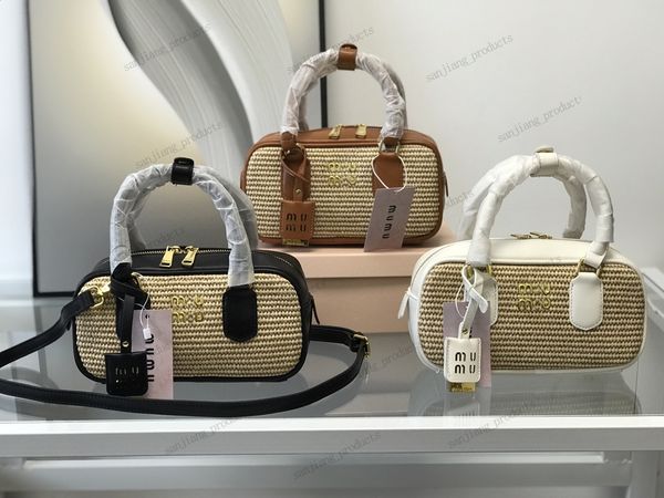 Saglie di spiaggia di lussuoso sacchetti di spiaggia casual rattan di grande capacità borsette intrecciate intrecciate da donna intrecciate in croce italia