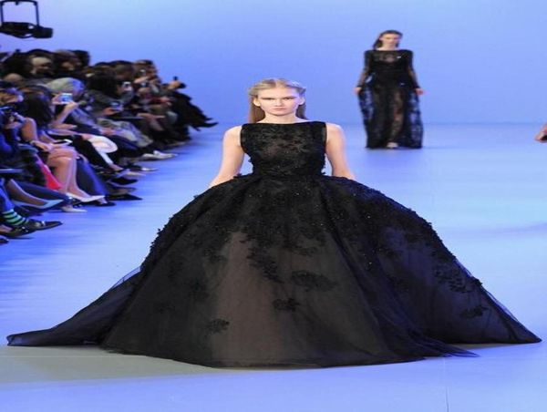 Elie Saab Black Evening Kleider Ballkleid Tüll Applizes Spitzen Promi -Luxus -Partykleider für Frauen formelles Kleid maßgeschneidert im Jahr 2024772