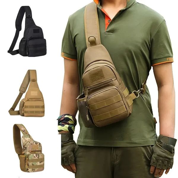 Mochileira Militar de Bolsa de ombro de ombro Trekking Sling Nylon Mochila para Caminhar Camping ao ar livre 240416