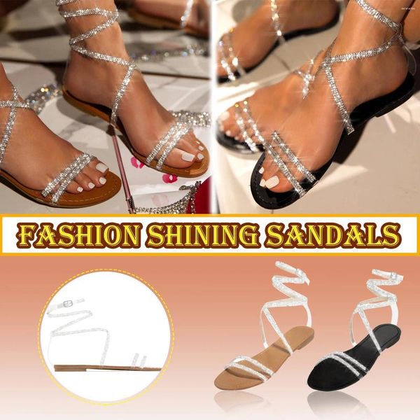 Hausschuhe Damen Kleid lässige Sandalen flache Sommer Frauen Schuhe Retro Ladies Crystal Foot Foot