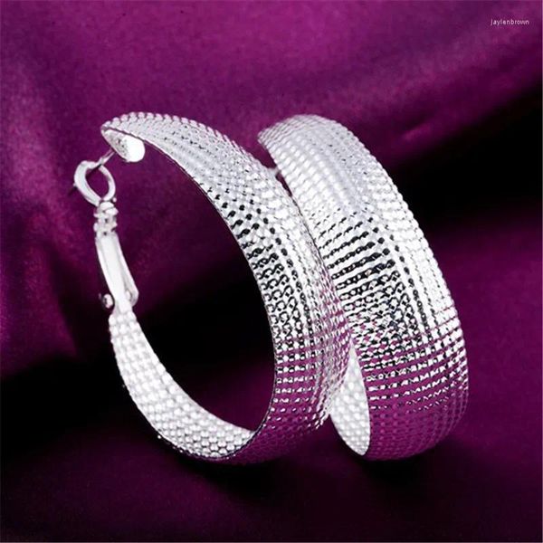 Серьги обруча 925 Стерлинговая серебряная мода Ретро Этнический стиль для женщин подарки на день рождения Классические украшения