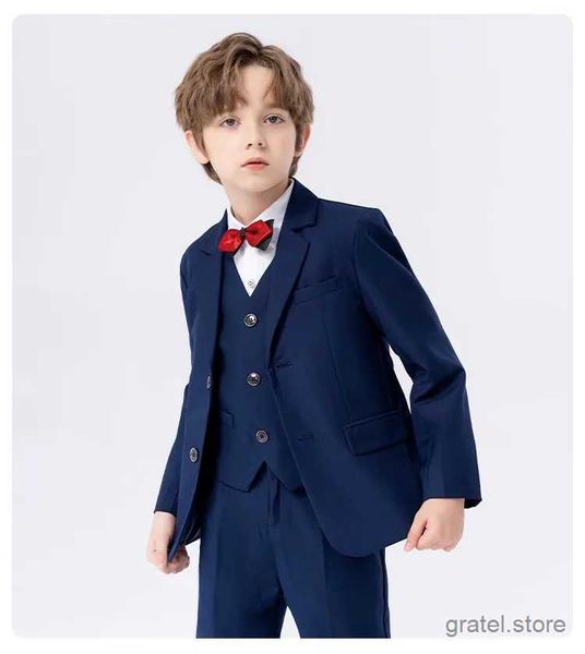 Костюмы Prince Boys Navy Blue Wedding Suit Teenager Дети формальная церемония