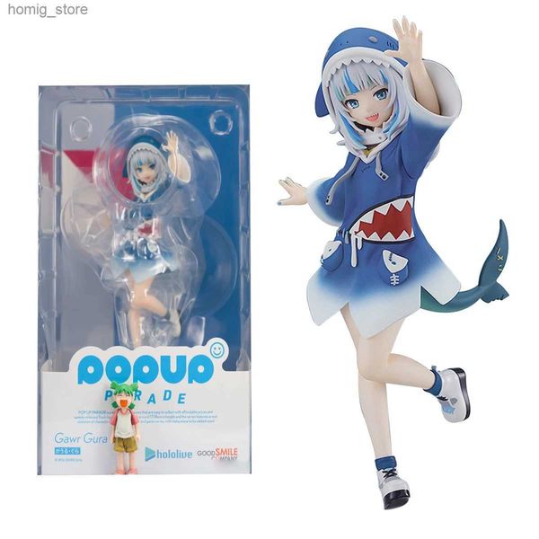 Actionspielzeug Abbildungen 15 cm Anime Figur Hololive Gawr Gura Actionfigur Blue Hai Kostüm Cosplay Kawayi niedliche Sammelmodell Puppenspielzeug Geschenk Y240415