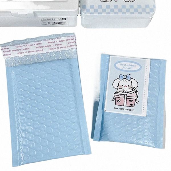 10pcs hellblaue Bubble Mailer gepolsterte Mailing-Umschläge selbstversiegelte Schiffsbeutel für kleine Busin-Poly-Bubble-Bag K5JC#