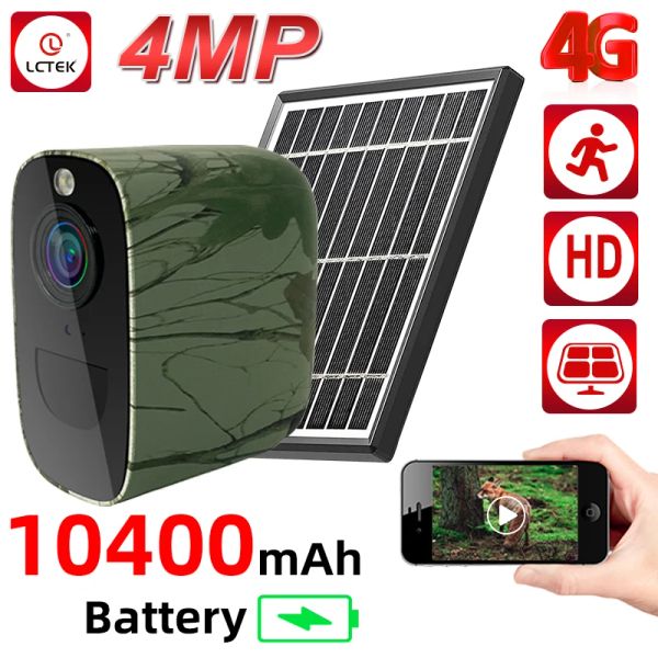 Sistema Lclctek 4mp 4g Sim Bateria Solar Painel Solar Câmera de segurança alimentada por parte do ar ao ar livre Câmera de vigilância de CCTV sem fio CCTV