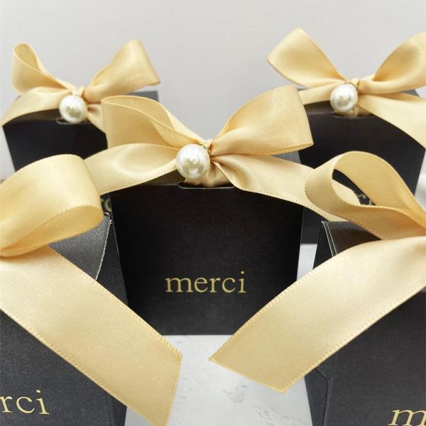 Geschenkverpackung 10pcs Merci kleine Verpackungskästen Hochzeit Geschenke für Gäste Süßigkeiten Box Babyparty Party Weihnachten Süß