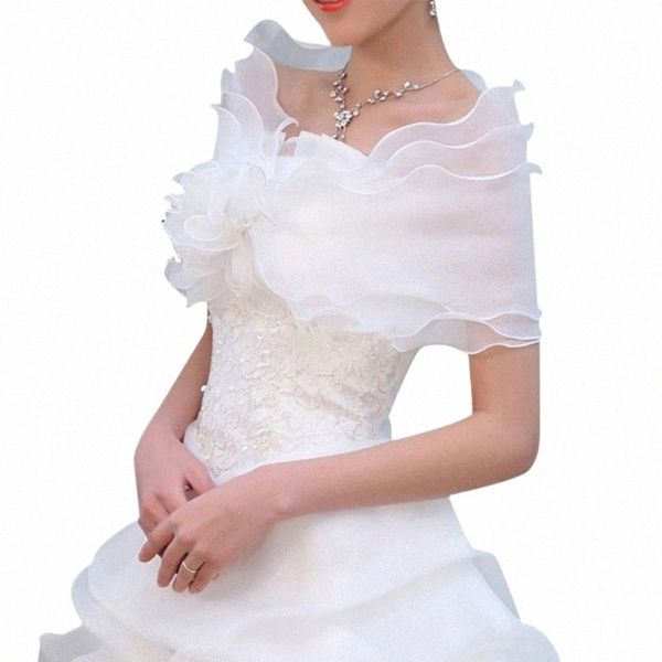 Neue Hochzeit Bolero Rüschen kurze Frauen Braut Cape rotes weißer Umhang Günstige Hochzeit Akkomorien C0NG#