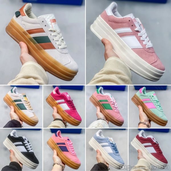 Designer ousado altura criando sapatos femininos grossos solados casuais goma rosa goma de veludo feminino treinadores og vegan creme colegial colegial de corrida de esportes de caminhada verde