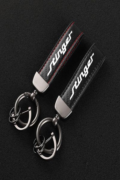 2021 Neues Leder -Hufeisenschnalle Keychain Car Logo benutzerdefinierter Schlüsselring für Kia Stinger GT Accessoires4806933