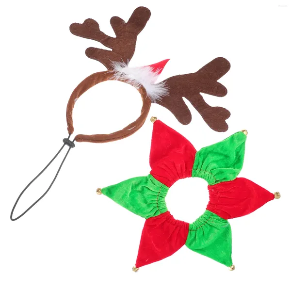 Hundekleidung Weihnachtskostüm Rentier Antler Stirnband und Glockenkragen Weihnachts -Feiertag -Accessoires für mittlere große Hunde