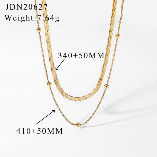 INS Designer Ny fashionabel staplad krage i rostfritt stål för kvinnor 14K guldpläterad rund pärla ormkedja halsband_voghion.com