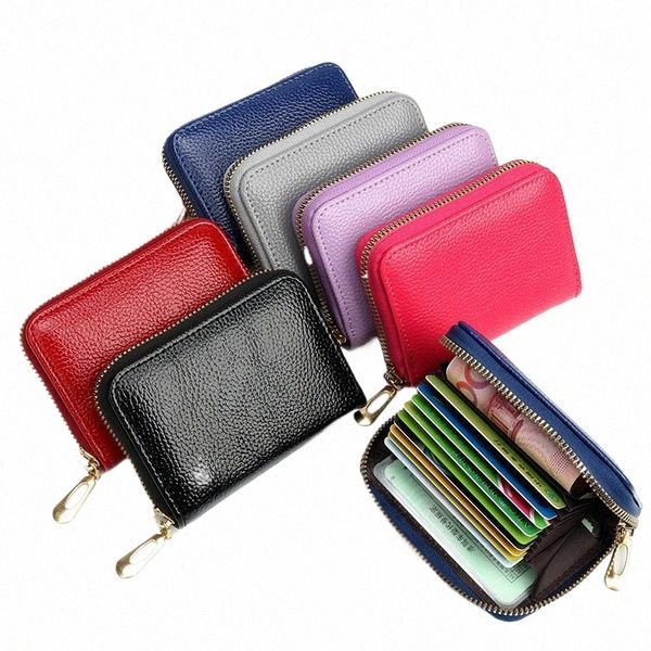 Novo Multi -Card Positi Anti -Magnético Anti -Theft Card Saco PU Zipper Carteira de Crédito Crédito Banco Casol