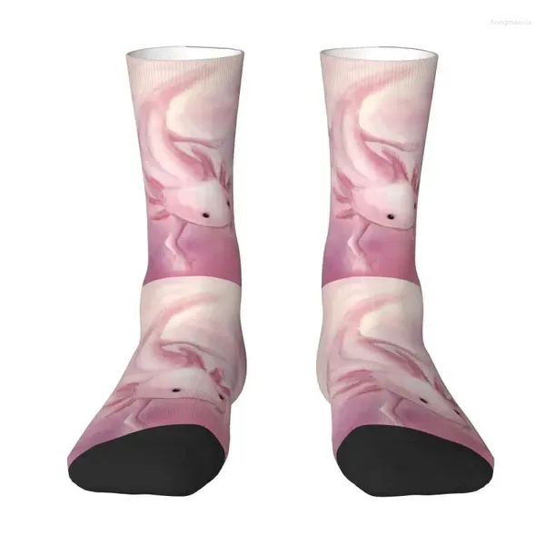 Männer Socken rosa entzückende Axolotl Herren Crew Unisex Funny 3D Druck Kawaii Salamander Tierkleid