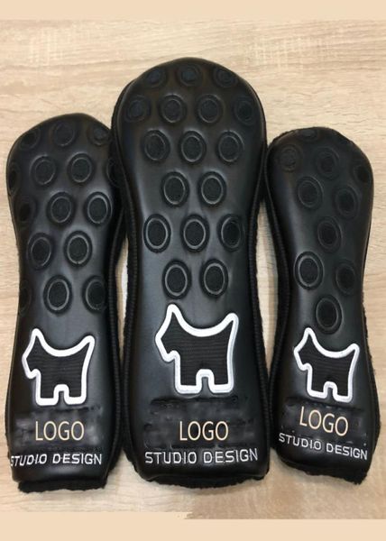 Nuovo Design SC Driver Cover in legno 3 pezzi/set copri club di golf PU di alta qualità in bianco/nero con spedizione gratuita8891899