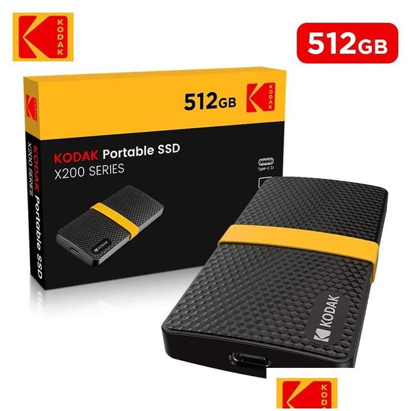 Externe Festplatten Kodak X200 Serie HD SSD Mobile 256 GB/512 GB/1 TB Solid State Drive PSSD Niedrig Stromverbrauch Rapid Read Write Noi Ottnk