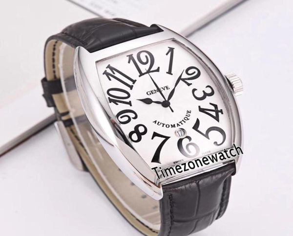 Новый секретный часы Curvex 8880 SE H1 Стальный корпус Серебряный набор текстуры черный большой номер Автоматические мужские часы черные кожаные временные районы.