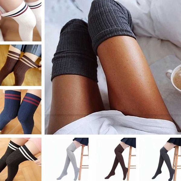 Meias sexy Cores sólidas sexy Knitking Women Warm Thel High Over the Knee Socks Fashion Ladies meias 240416