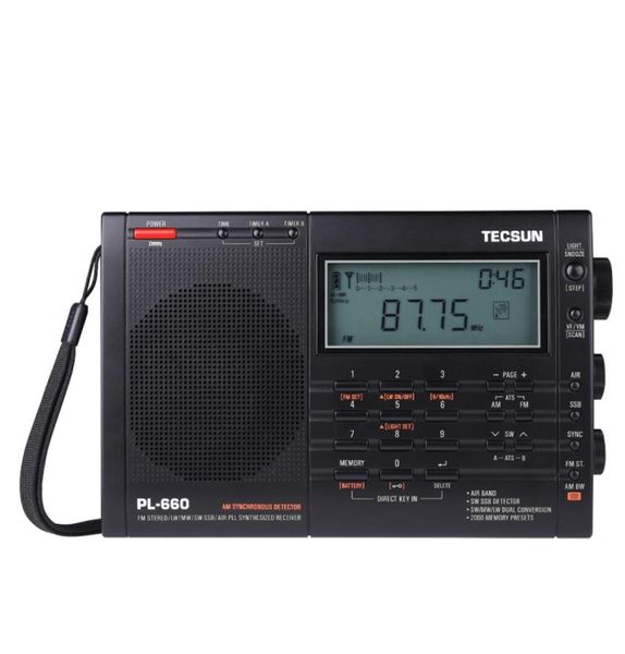 TECSUN PL660 PORTÁVEL DE HILGRAMENTO PORTÁVEL BANDO DIVERNO FULING RÁDIO FM RÁDIO AM SW SSB MULTIFUNCIÇÕES DIGITAL DIVILEM9954156