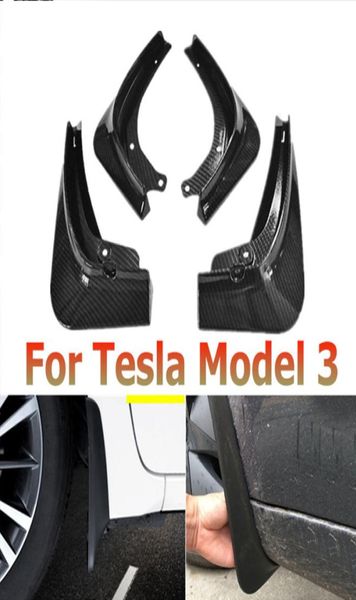 4PCSSET CAR MUD CHROPS Передние задние брызговики брызговицы Bruckgrawards Car Fender Mudflaps для Tesla Model 3 201620195280481