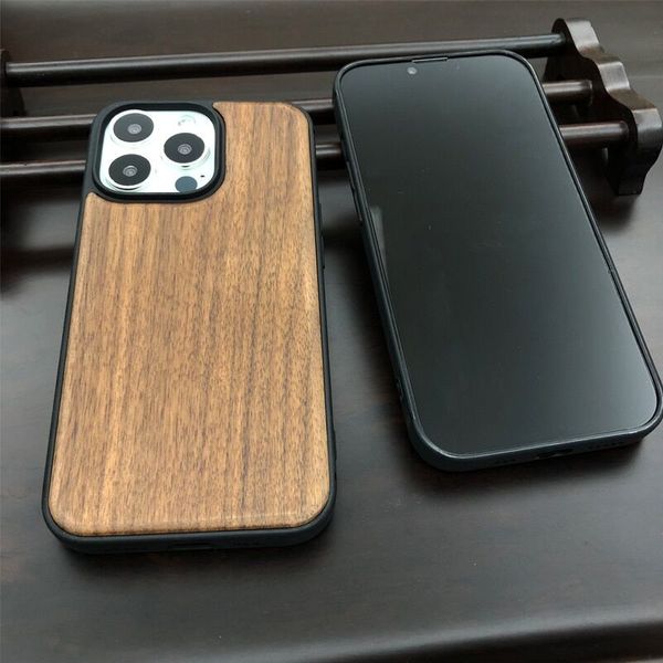 20pcs lüks gerçek doğal ahşap cep telefonu kasası oyma manuel ahşap sanat bambu kapak
