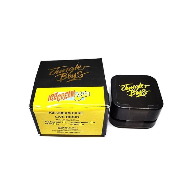 Jarra de embalagem atacado 1g Jungle Boys Conecte Gelato Live Resin Badir Glass Packaging Box Pacote molho 0,035 onças OTCVH à prova de criança OTCVH