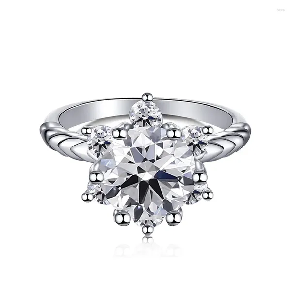 Ringos de cluster S925 Silver Ring One 5A Zircon Set com jóias de moda de alto floco de neve de diamante de alto carbono