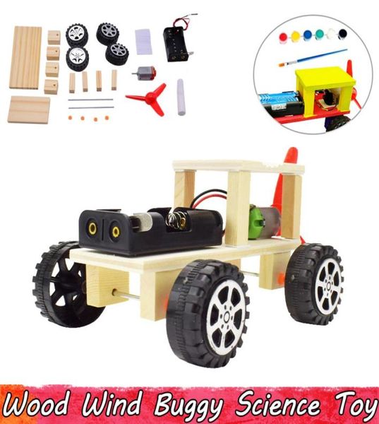 Wood Wind Buggy Experiment Science Toys DIY A montagem de brinquedos educacionais para crianças melhorar os presentes de habilidade cerebral4588385