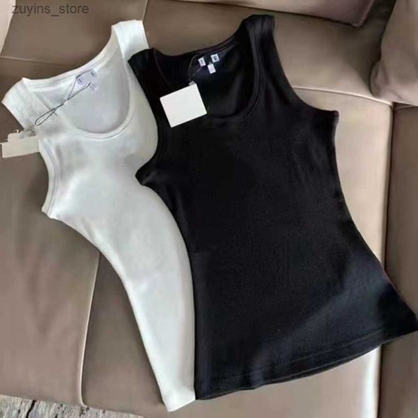 Tanques femininos Camis tank top mulher designer anagram l clássico de luxo design designer feminino mulheres verão bordado colete elástico versátil ttop tanque colheita l49