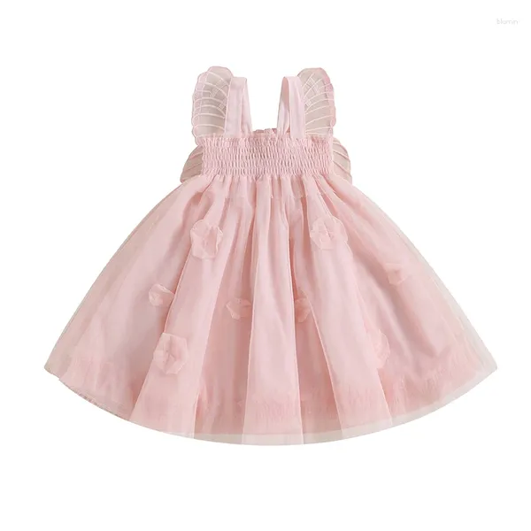 Mädchenkleider kleine Mädchen Prinzessin Kleid Schmetterling Flügel Mesh Tüll lässige Sommer A-Linie für Strandparty süß