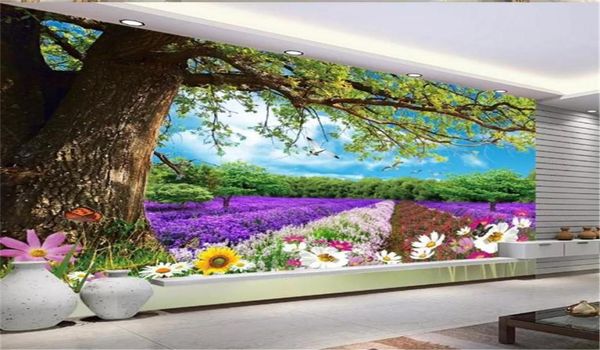 Wallpaper murale 3D Bella Big Tree Flower Dreamland Paindape Painting Sogro Camera Decorazione della parete Wallpaper77751195