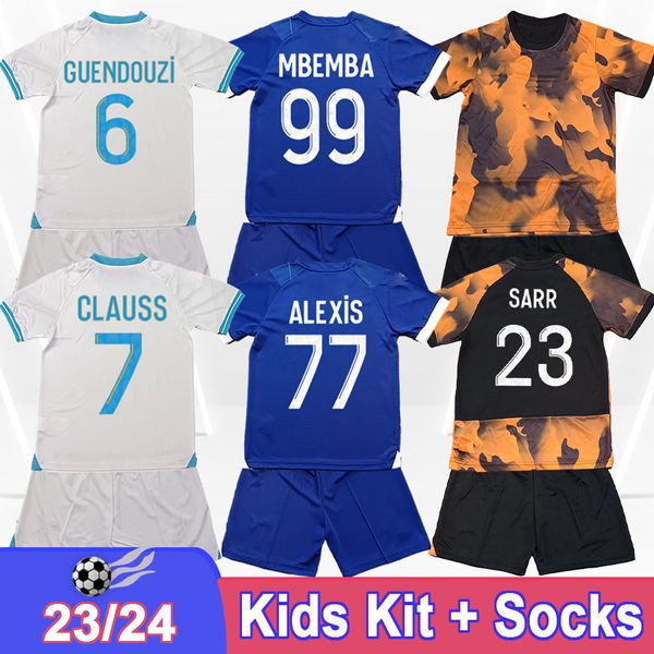 23 24 Jerseys de futebol de Kit de Kit de Kit Gigot Gigot Gigot Balerdi Mbemba Toure Pau Lopez Payet sob Harit Gueye Vitinha Home Away 3rd Football camisetas