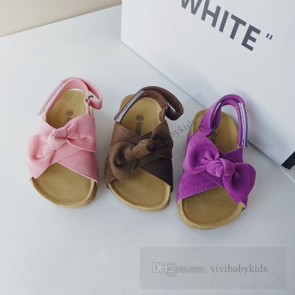 Sweet Girls Cross Bows Sandals Applique Sandals Scarpe in sughero non slip 2024 Summer Kids ComfortTable Princess Sandals Z7708