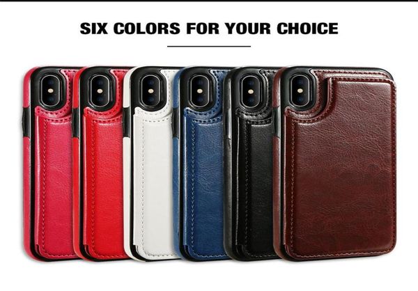 PU Leder Telefonhülle für iPhone 12 11 Pro Max Wallet Hülle für iPhone XR XS SE Cover Kickstand mit Kartenschlitzen6437419