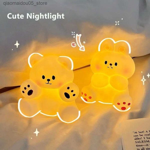 Lampen Schattierungen Kawaii Bear Night Glow Niedliche Dekoration Cartoon Kaninchen Nacht Glühkinder Schlafzimmer Tischlampe von Südkorea Q240416